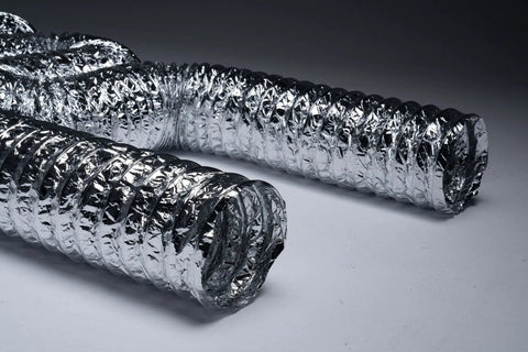 8 Inch Flexible Aluminum Duct Hose With Insulation R6 For Heavy Duty HVAC And Exhaust Ductwork, 25 Feet Long, UL 181 Compliant