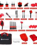 32 Piece Red Car Detailing Kit With Pro Grade Drill Brush Attachments, Polishing And Waxing Pads, Assorted Interior Exterior Tools