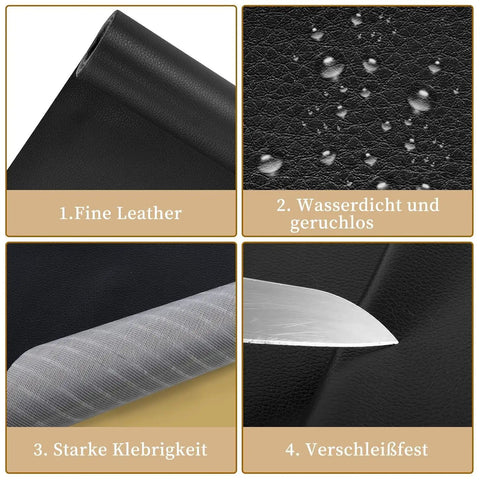 Mega Self Adhesive Faux Leather Patch Strip For Seamless Couch And Auto Seat Repair Heavy Duty Vinyl Film showing fine texture and waterproof surface.