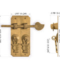 Brass Round Corner Cabinet Backplate Strip 4.1 Inch Overall Assembly With Pull, decorative hardware on white background