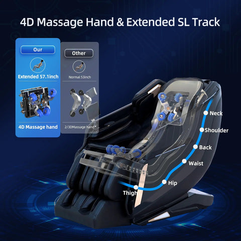 57-Inch SL-Track 4D Massage Chair With Full Body Zero Gravity Recliner Shiatsu Heat AI Voice Control Foot Roller details