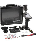 NB4 Pro Plus Beefed Up Remote Controller With 2.4GHz AFHDS 3 Radio 18 Channel Transmission 3.5 Inch IPS Touch Screen FGr4B And FGr8B Receivers, case, and accessories displayed.