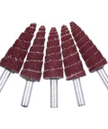 Cone Shape Flap Wheels Set 40 Pieces One Quarter Inch Shank Aluminum Oxide Grit 80, 120, 180, 240, 320 For Rust Removal Deburring Polishing