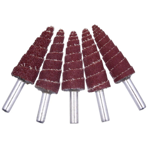 Cone Shape Flap Wheels Set 40 Pieces One Quarter Inch Shank Aluminum Oxide Grit 80, 120, 180, 240, 320 For Rust Removal Deburring Polishing