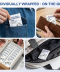 Lens wipes for eyeglasses and screens, 200-count, individually wrapped, pre-moistened, streak-free.