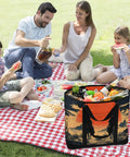 Family picnic with Western Desert Cowboy Insulated Cooler Bag Reusable Thermal Tote, keeping food cold or hot all day.