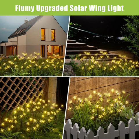 Outdoor Solar Lights Wind Activated Swaying Garden Path Lights With Color Changing RGB Decorative Solar Pathway Lamps illuminated in yard and patio at night