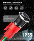 Two Pack 16mm Latching Push Button Switch 12V DC On Off Self Locking With Wire Socket Plug waterproof LED