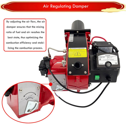Air regulating damper on Heavy Duty Waste Oil Burner Air Atomizing Multi Fuel Heater For Boilers And Industrial Furnaces.