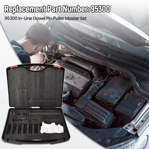 95300 Dowel Pin Puller Kit Heavy Duty Slide Hammer Removal Tool For Auto Repair Easy Pin Extraction With Collet And Sleeve Grip System Ideal For Pin Removal In Automotive Assembly And Maintenance Tasks, open case with automotive pin puller set