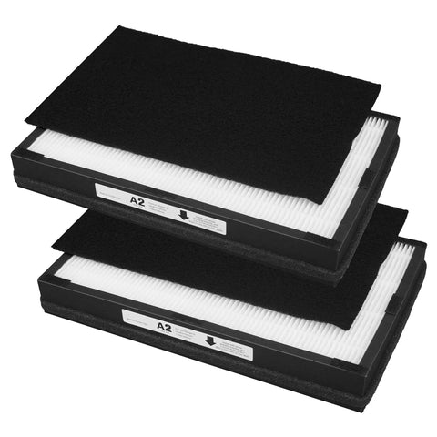 HEPA A2 True Filter Two Pack For Room Purifiers FAP-C02-A2 C03-A2 T03-A2 with carbon layer, black and white filters