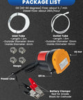 Package list of 12V 60W oil extractor pump for cars motorcycles boats and lawn equipment fast portable oil change tool showing components