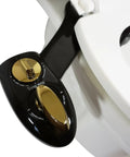 Black Gold Non Electric Toilet Bidet Attachment With Water Sprayer, Front And Rear Cleaning Modes, installed on toilet seat