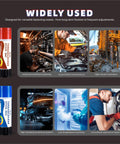 19g Medium Strength Blue Threadlocker Stick For Permanent Bolt And Nut Locking In Automotive And Machinery Repair With Clean Easy Application Delivers Strong Vibration Resistance For Valve Cover Bolts Water Pump Fasteners Oil Pan Hardware, shown with images of various industrial and household repair uses.