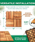 Interlocking Teak Deck Tiles Pack Of Nine For Indoor Outdoor Patio Flooring Natural Teak Wood 12 Slats Waterproof