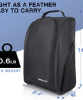 Golf Shoe Bag With Zipper Pocket And Padded Carry Strap For Easy On The Go Golf Gear, size 9.4x6x14 inches, side view