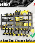 Power Tool Organizer Wall Mount Four Layer Heavy Duty Metal Storage Rack With Eight Drill Holders Cordless Tool Storage