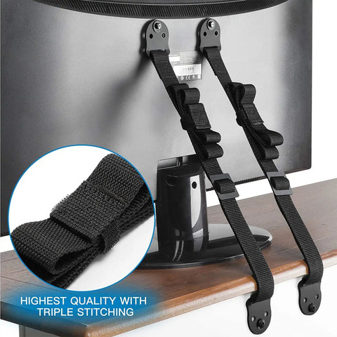 Heavy Duty Anti Tip Straps For TVs And Furniture Dual Safety Straps With Metal Plates Kid Proof Securement Adjustable Earthquake Resistant