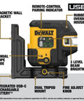 Pro Grade Green Cross Line Laser Level Kit With 5 Spot Laser USB Rechargeable Remote Control Self Leveling Adjustable Brightness Includes USB Cable Bracket And Tripod Compatibility 150 Ft Range, magnetic wall bracket