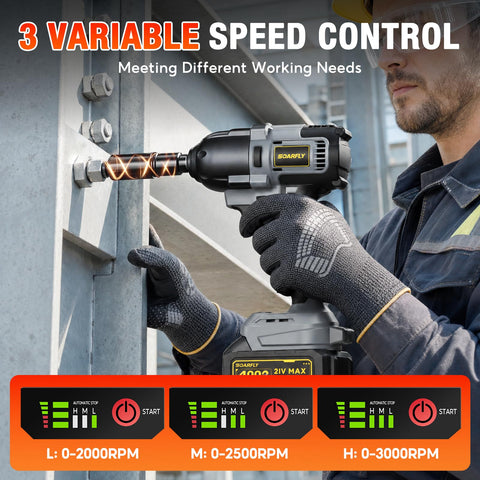 Half Inch Cordless Impact Wrench Delivers Up To 738 Foot Pounds Of Torque For Tough Bolts And Rusted Nuts Beast Mode Power For Car Tires Trucks SUVs RVs And Heavy Duty Garage Maintenance, 3-speed setting