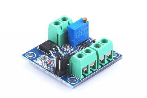 PWM To Voltage Module Converts PWM To Analog 0 To 10 Volt Signal For PLCs And Industrial Control Panels, top view.