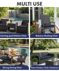 Navy Outdoor Chair Cushions Set Of 4, 18.5x16x3 Inches, Waterproof Patio Seat Cushions For Outdoor Furniture on various chairs