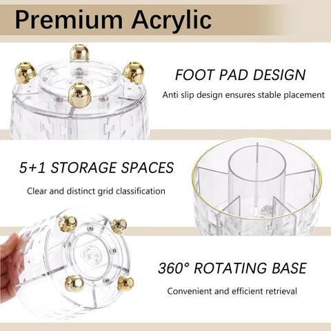 11 Piece Gold Desk Accessories Set For Office And Home, Sleek Acrylic Organizer Kit with premium acrylic design and rotating base