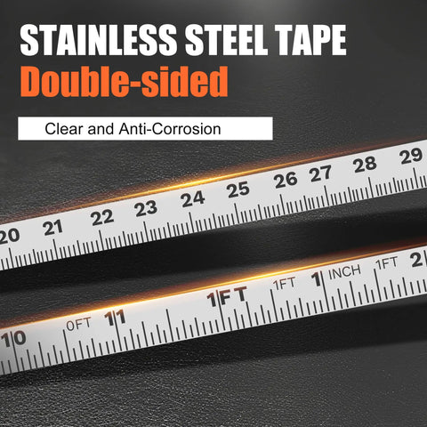 Close-up of Explosion-Proof Oil Tank Gauging Tape With Stainless Steel Sounding Tape showing double-sided corrosion-resistant markings.