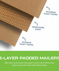 Eco Friendly Honeycomb Padded Mailers 8.5 By 12 Inches, 100 Pack Biodegradable Compostable Recyclable Hex Coat Paper Shipping Envelopes Detail