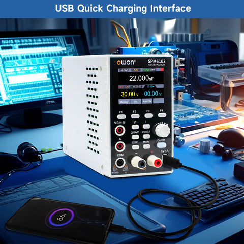 2 In 1 Power Supply And Multimeter With 0 To 60V And 0 To 10A Range Variable DC Output 2.8 Inch LED Display USB Interface in lab