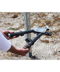 Torq Wire Tensioning Tool With Built In Gauge Tension Up To 880 Lbs Hassle Free Fence Wire And Trellis Tightening Heavy Duty Cable Tensioner in use