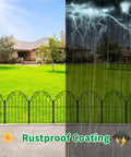 Rustproof Metal Garden Fence Panels No Dig 10 Pack Decorative Border Fencing for Dogs and Pets installed in a yard showing weather resistance.