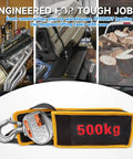 Beefy Mini Lever Hoist 1/2 Ton Come Along With 10 Ft Lift Aluminum Alloy Chain Hoist G80 Safety Hook for heavy duty jobs