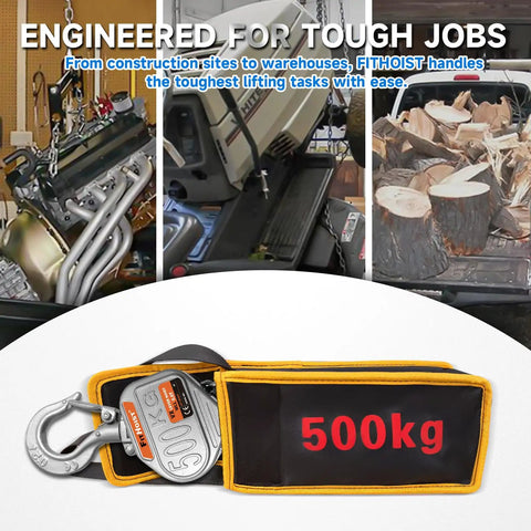 Beefy Mini Lever Hoist 1/2 Ton Come Along With 10 Ft Lift Aluminum Alloy Chain Hoist G80 Safety Hook for heavy duty jobs