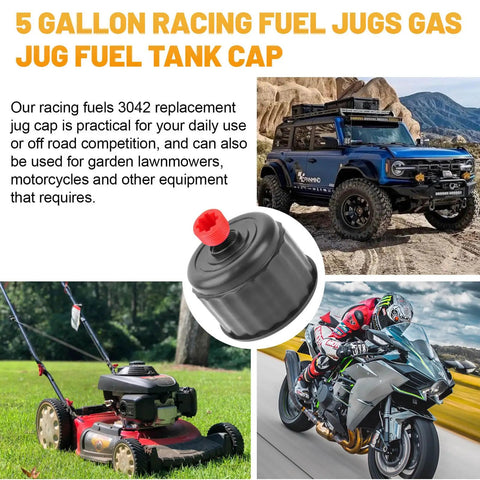 Image of Two Pack 3042 Racing Fuel Jug Cap Replacement For 5 Gallon Gas Cans And Fuel Tanks with vehicles and equipment