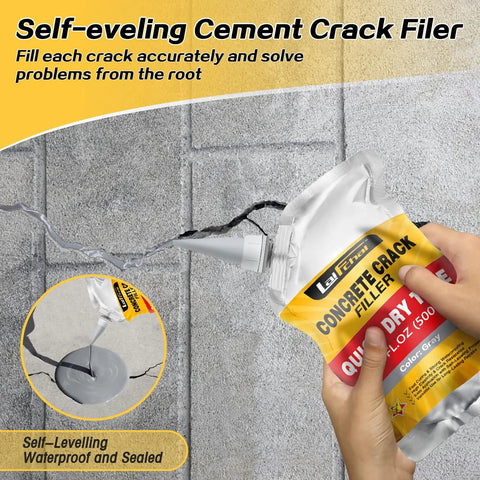 Concrete Crack Filler For Driveways And Sidewalks, Waterproof Quick Dry Sealant, Self Leveling Multipurpose Repair Adhesive, 1 Pack 1.1 Lb being applied to a crack in concrete.