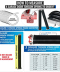 Diagram illustrating how to measure a garage door torsion spring for a Pair Of 2 Inch Garage Door Torsion Springs Kit With Non Slip Winding Bars And Gloves For Replacement Oil Free Black Coated High Precision 16,000 Cycles Includes Winding Bars Gloves And Installation Instructions 0 218 X 2 X 22 Inches