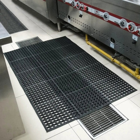Heavy Duty Anti Fatigue Drainage Mat 82 By 35 Inch For Kitchens And Wet Areas, Non Slip Rubber Floor Mat in commercial kitchen