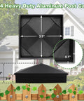 Rock Solid 4x4 Aluminum Post Caps Matte Black Pyramid Fence Covers 3.5 inch top view and measurements for secure fit.