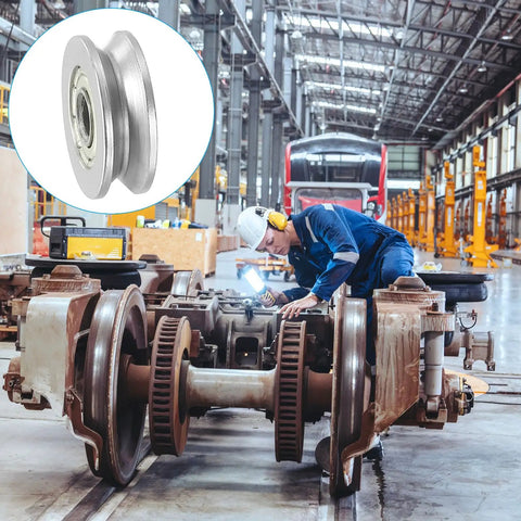 U Groove Bearing 20 Pack 3x12x4mm Carbon Steel Sealed Ball Bearings in industrial rail system setting