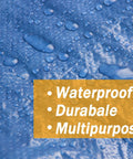 Close-up of waterproof surface on 40x60 Heavy Duty 5 Mil Tarp Cover Waterproof UV Resistant Rip Proof Poly Tarpaulin with text overlay.