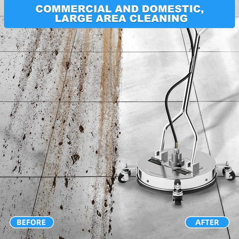 20 Inch Pressure Washer Surface Cleaner With 304 Stainless Steel Housing Dual Handle Driveway Attachment 4500 PSI in use