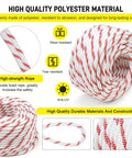 Three Quarter Inch Braided Polyester Arborist Bull Rope 150 Feet High Strength Tree Rope highlighted features