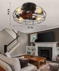 Living room with Dope 21 Inch Low Profile Farmhouse Ceiling Fan With Lights Remote Control Flush Mount Fandelier.