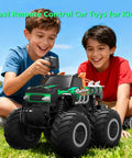 Remote Control Monster Truck Toy One To Sixteen Scale Waterproof All Terrain RC Car Fast Vehicle with kids playing outdoors