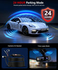 Car protected by Triple Channel Dash Cam For Cars With 4K Front, 2K Interior And 2K Rear Footage, 128GB Card Included, 24H Parking Monitor