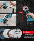 Brushless Mini Angle Grinder Cordless 18V Tool, 19500 RPM Portable Metal Grinding And Cutting, Compact Handheld Cutter with saw blades