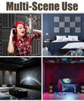 48 Pack High Density Self Adhesive Sound Proof Foam Panels 12 By 12 By 2 Inches in home studio, bedroom, media room, and gaming space.