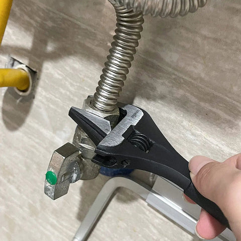 Using 6 Inch Drop Forged Adjustable Wrench With Soft Grip And Wide Jaw, Metric And SAE Scales, Rust Resistant For Auto Repair