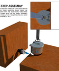 Pro Grade Zinc Cam Lock Connectors For 19mm Panels, Drop In Ridge System six hardware assembly guide with components shown.